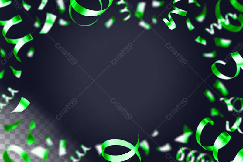 Green confetti for decorations isolated 3d render