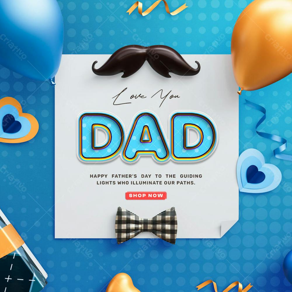 Happy Father&#39;S Day Greetings Post Design Template With Editable Text Effect