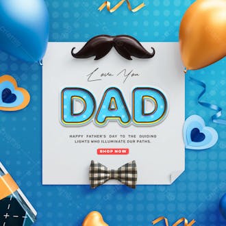 Happy father's day greetings post design template with editable text effect