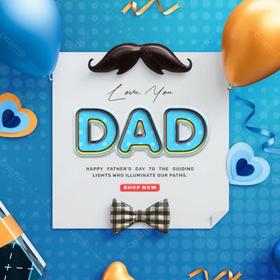 Happy Father&#39;S Day Greetings Post Design Template With Editable Text Effect