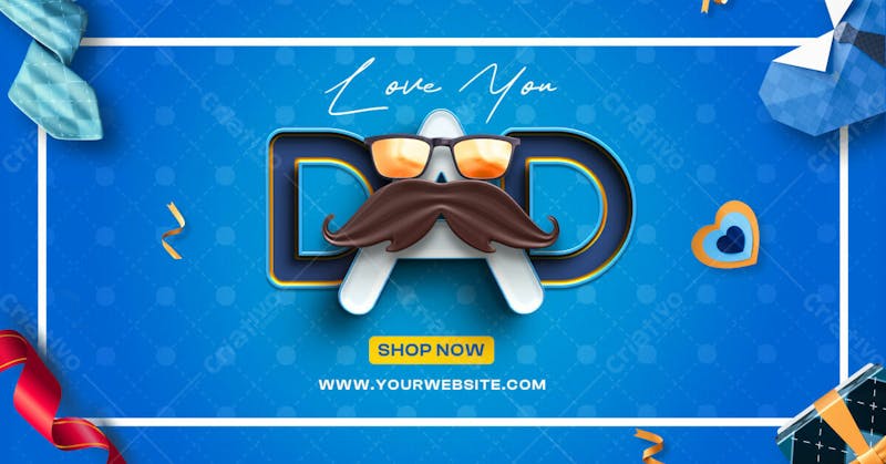 Happy fathers day sale advertising banner template with editable text effect