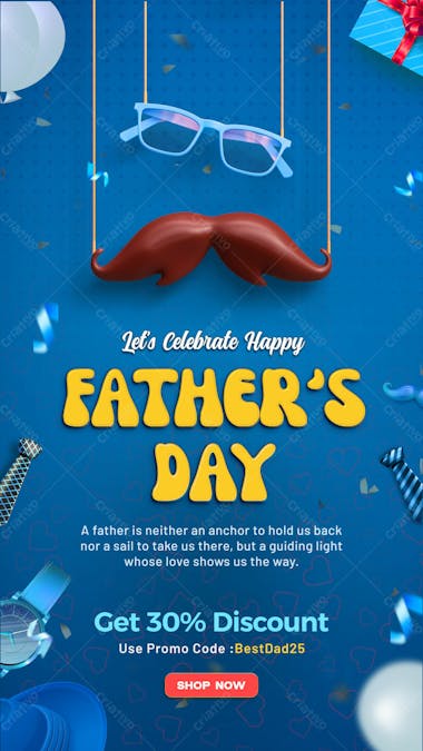 Happy fathers day sale advertising instagram story with editable text effect