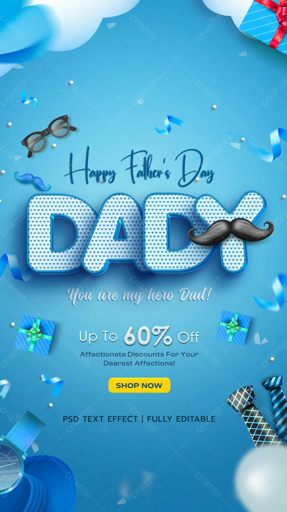 Happy Fathers Day Sale Advertising Instagram Story With Editable Text Effect