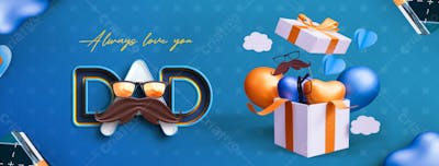Happy Father&#39;S Day Social Media Cover Design Template With Editable Text Effect