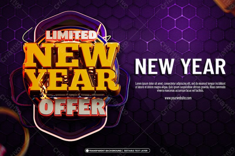 Happy new year 2024 3d banner design template