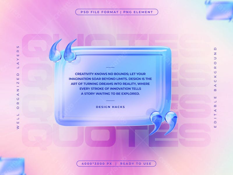 Holographic quote text social media banner design template