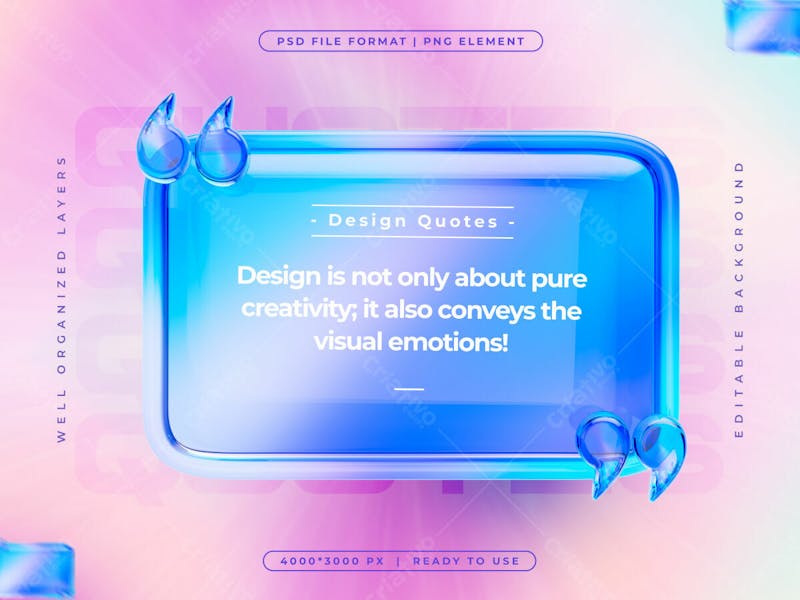 Holographic quote text social media banner design template