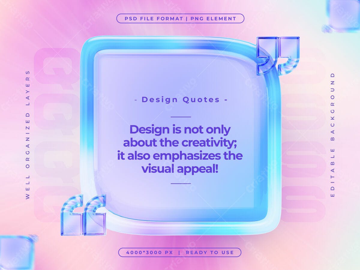 Quadro de Citações PSD Editável para Design