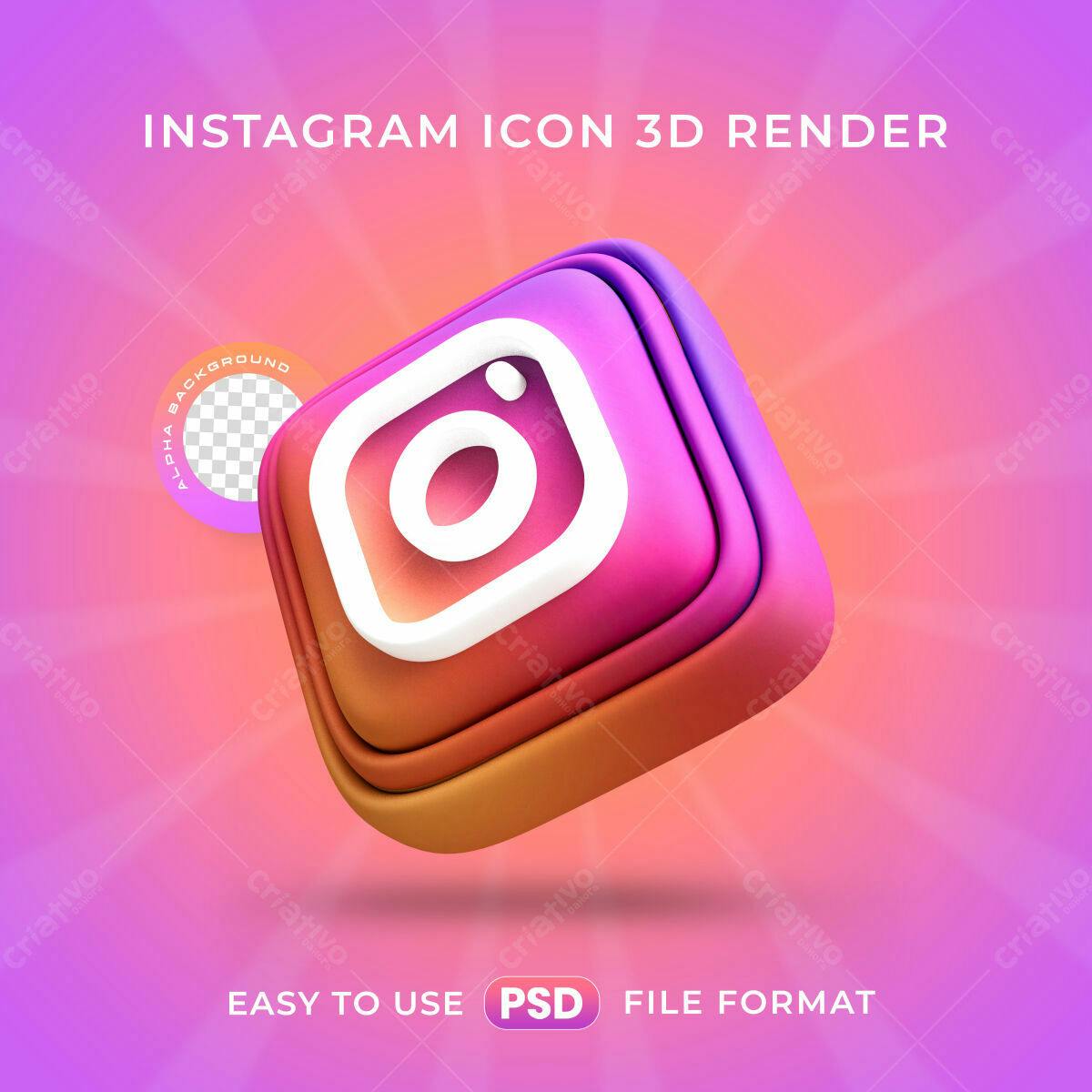 Ícone Instagram 3D PSD Editável