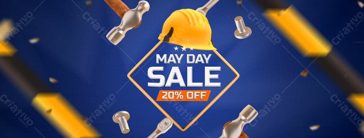 Banner Dia do Trabalho com 20% de Desconto PSD Editável