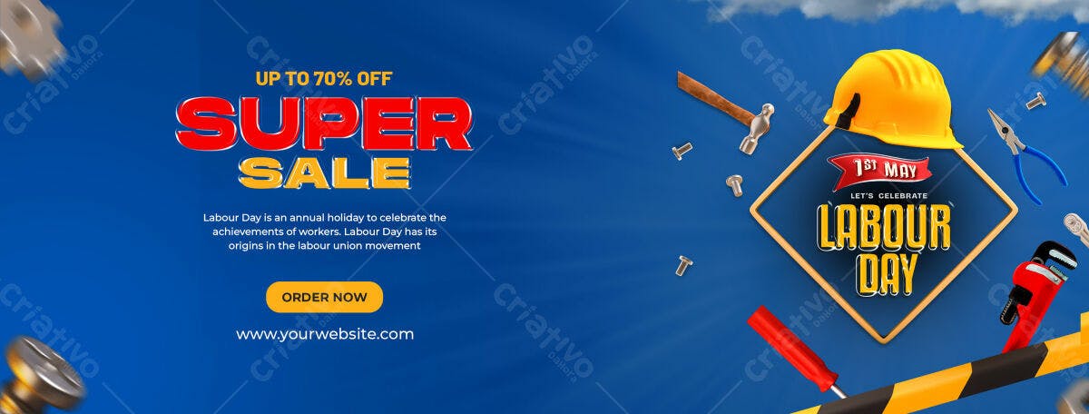 Banner Dia do Trabalho Super Sale PSD Editável