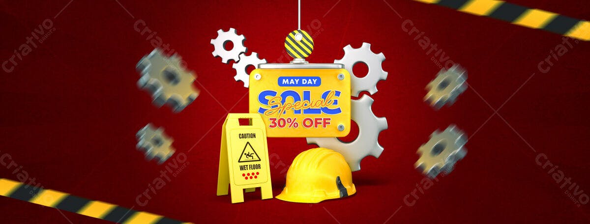 Banner Dia do Trabalho com 30% de Desconto PSD Editável