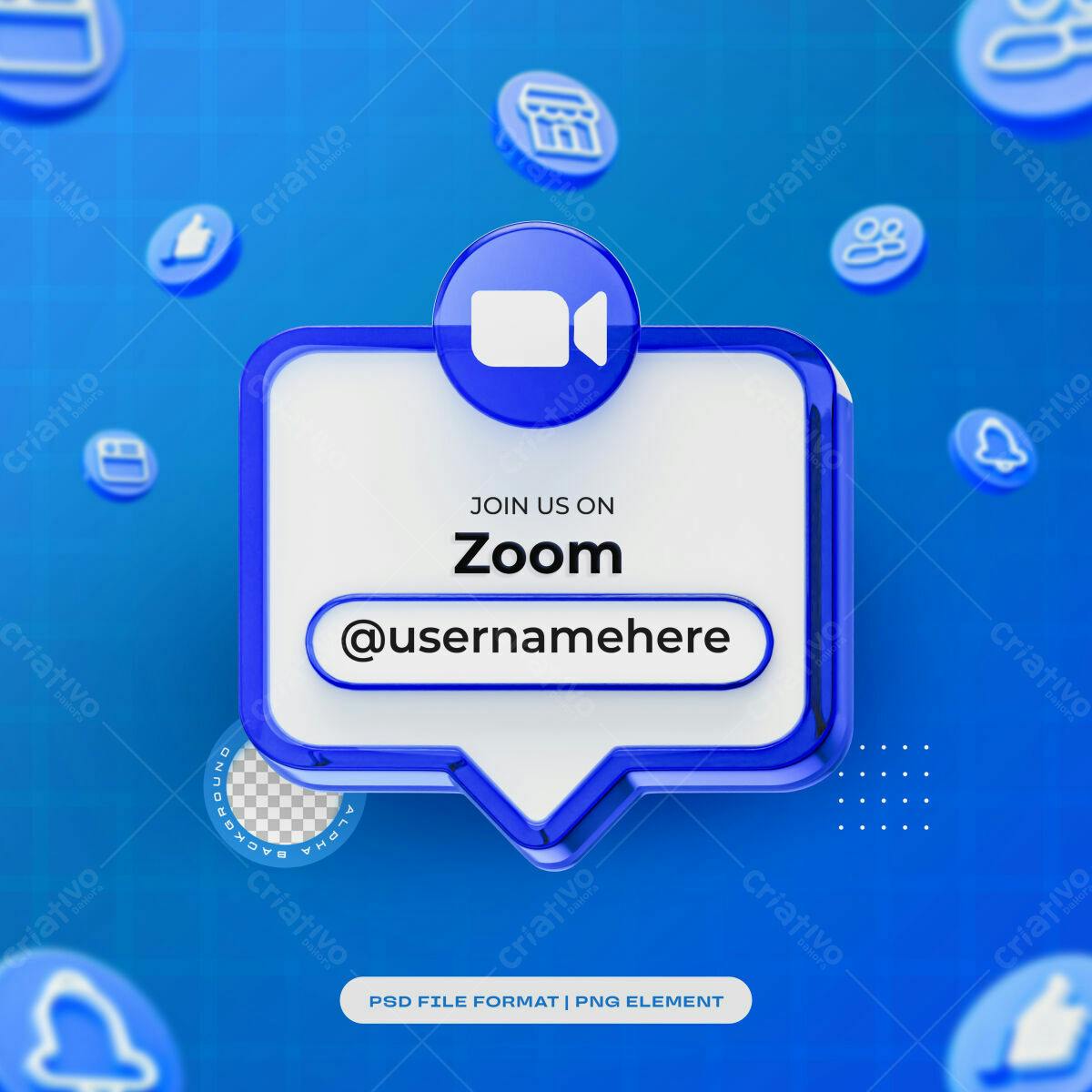 Convite Zoom 3D PSD Editável