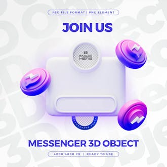 Join us on messenger profile social media 3d render isolated for composition