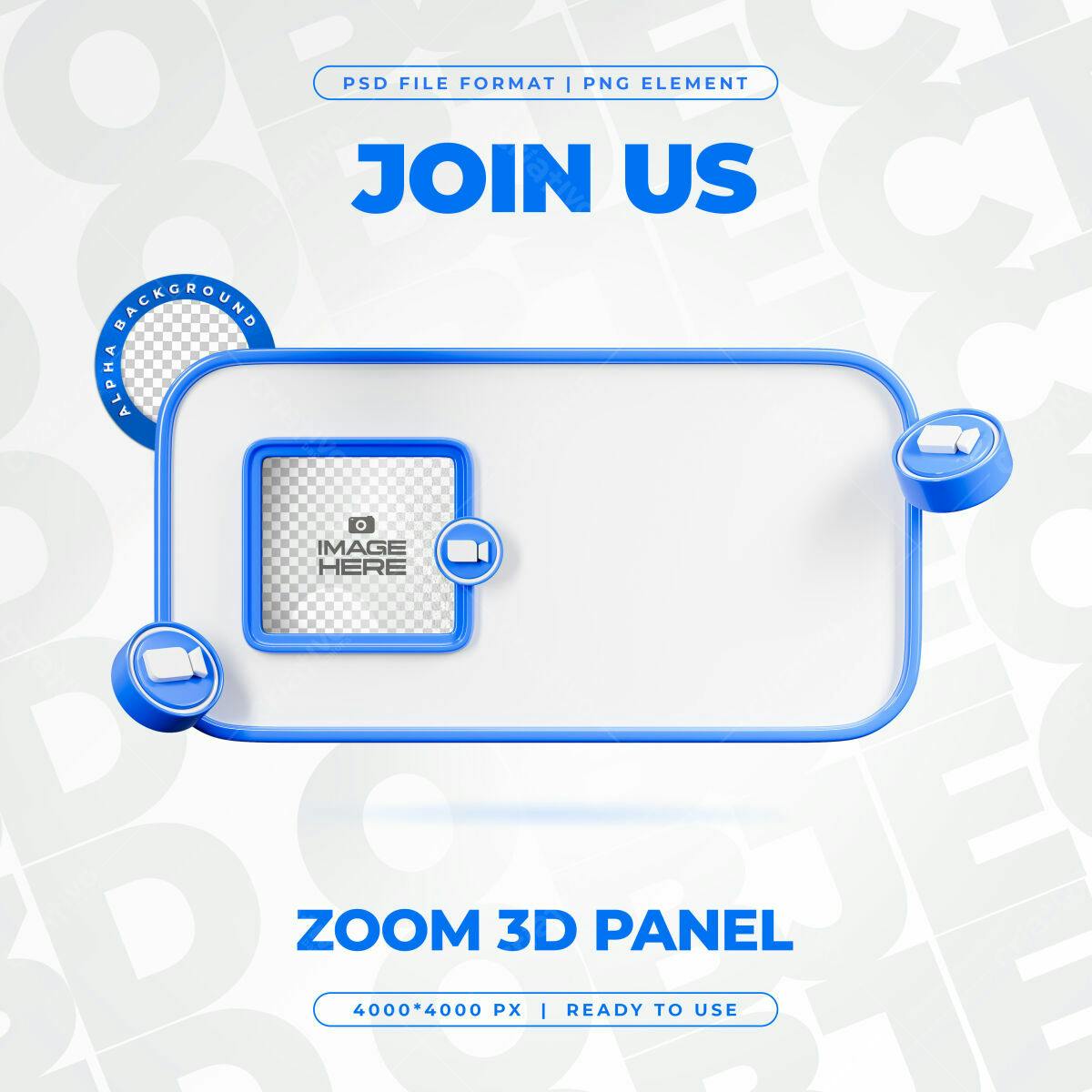 Painel Zoom 3D PSD Editável para Videoconferências