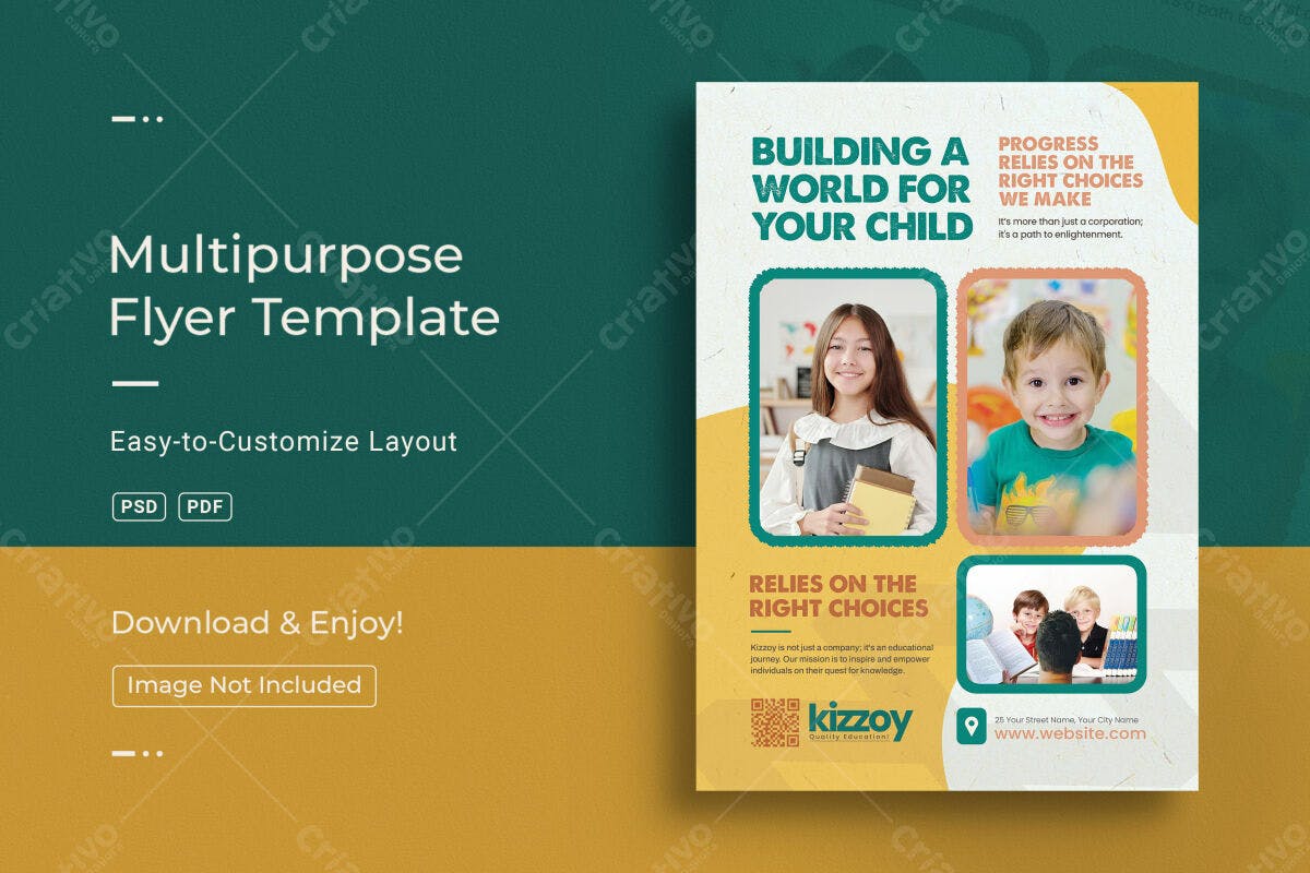 Flyer para Educação Infantil PSD Editável