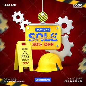 Labour day sale promotion advertising social media post design template
