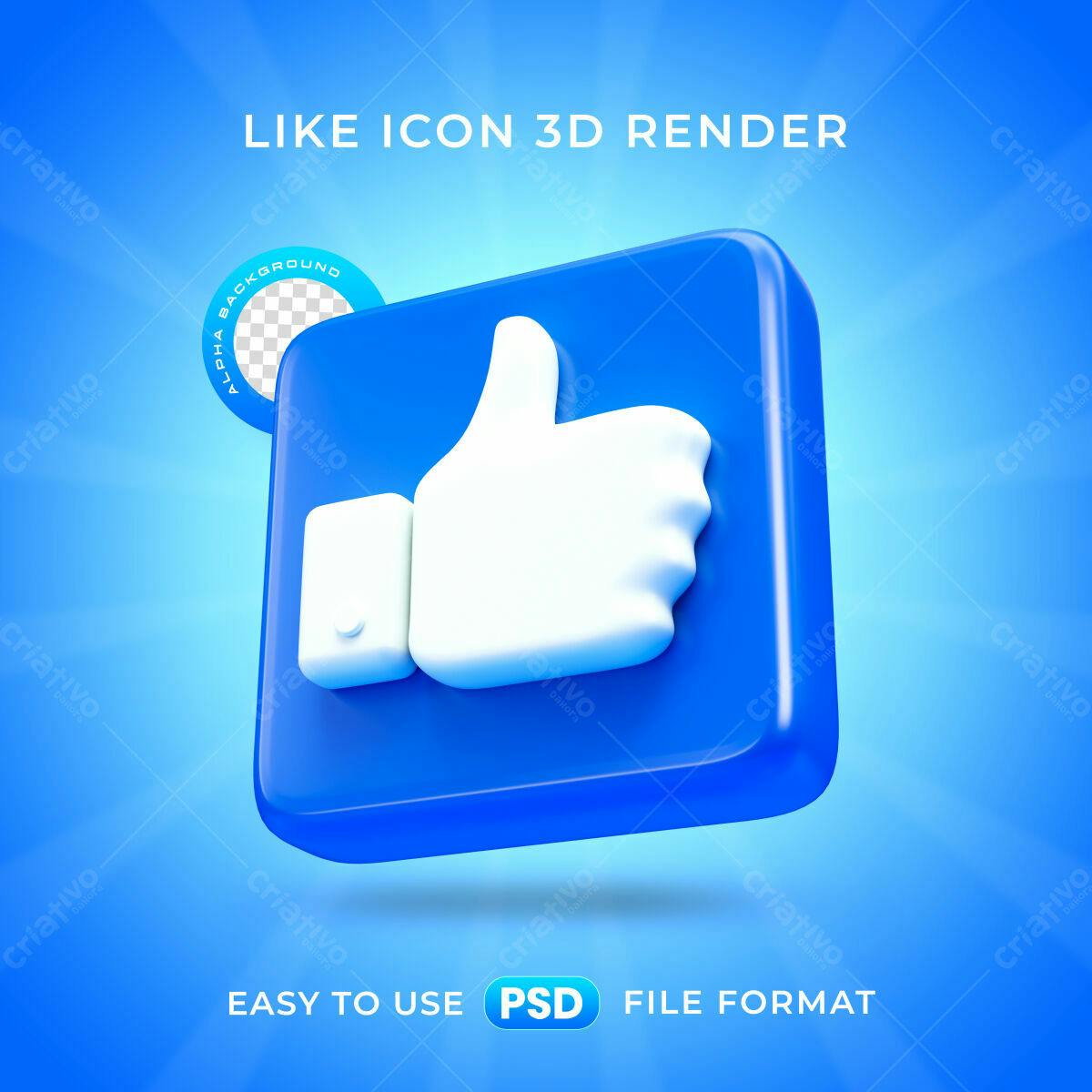 Ícone Curtida 3D em PSD Editável