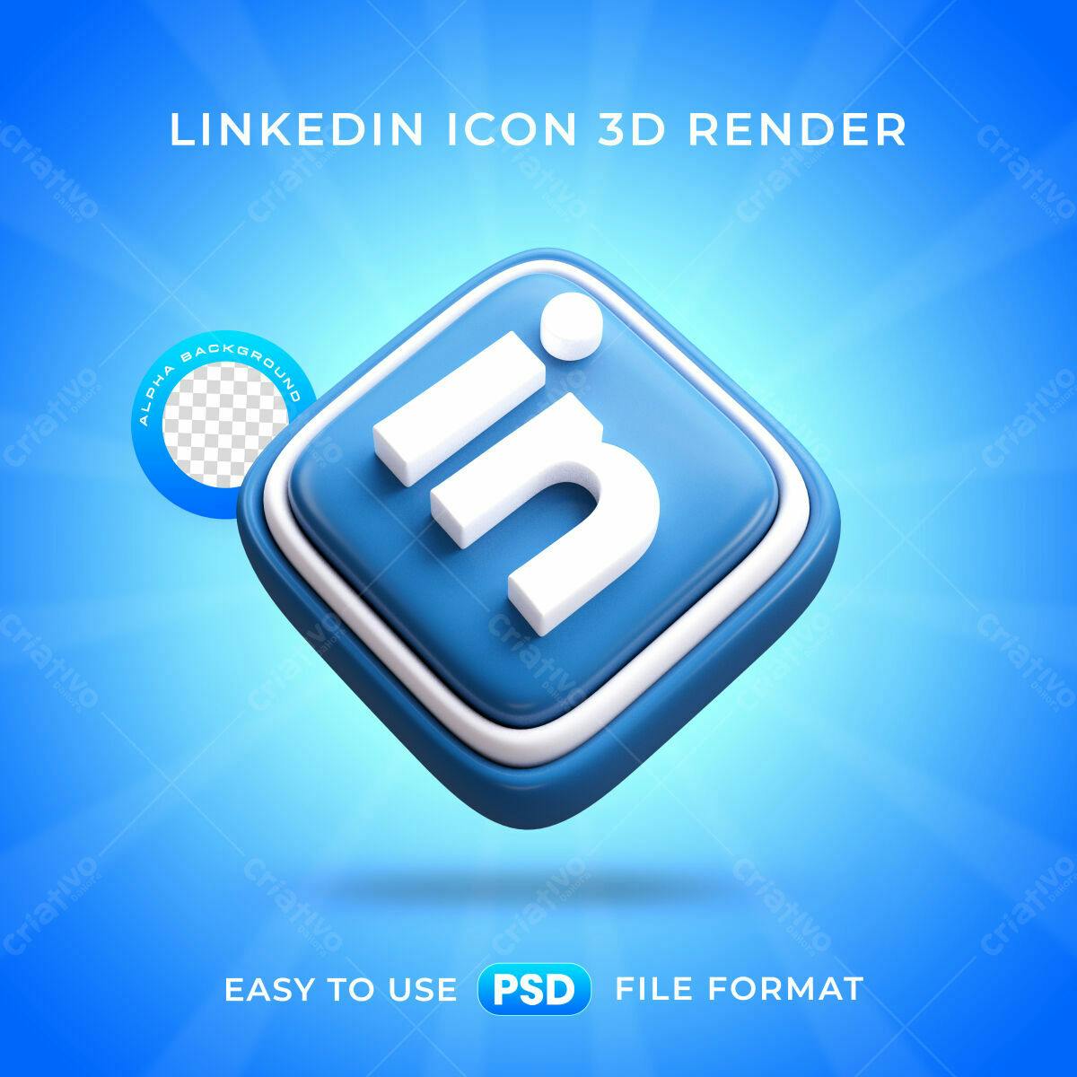 Icone LinkedIn 3D PSD Editável