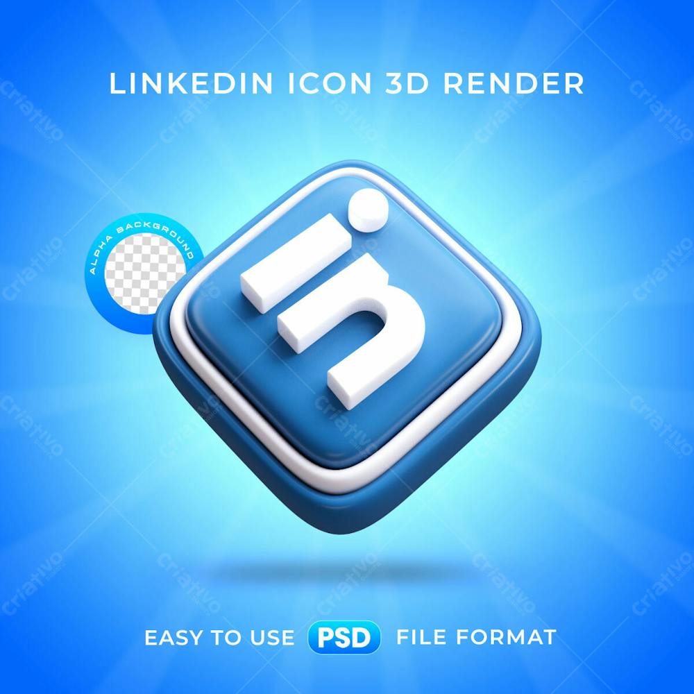 Linkedin Logo Icon Isolated 3D Render Illustration