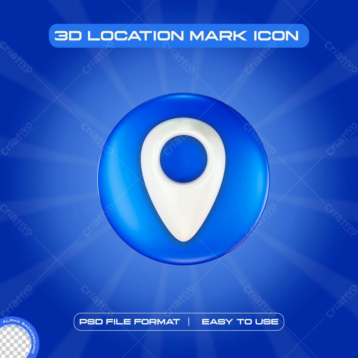 Ícone de Marcador de Localização 3D PSD Editável