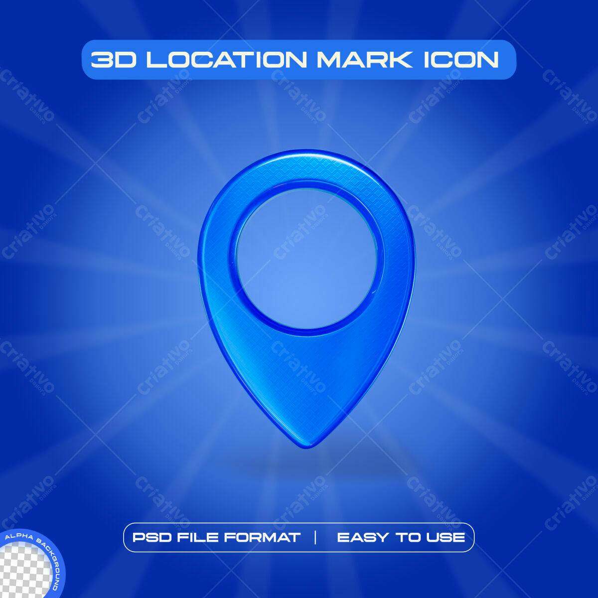 Ícone de Marcador de Localização 3D PSD Editável