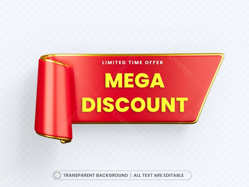 Mega discount red tag with editable text