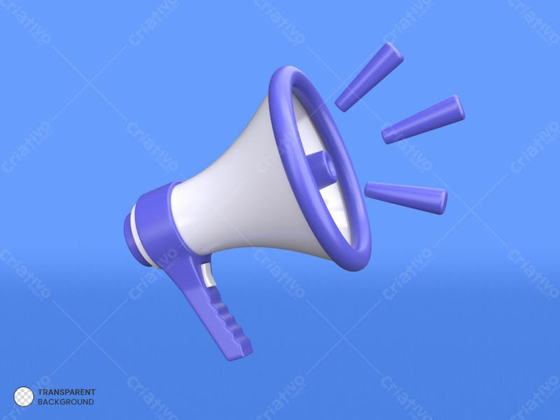Megaphone with loudness icon 3d render illustration