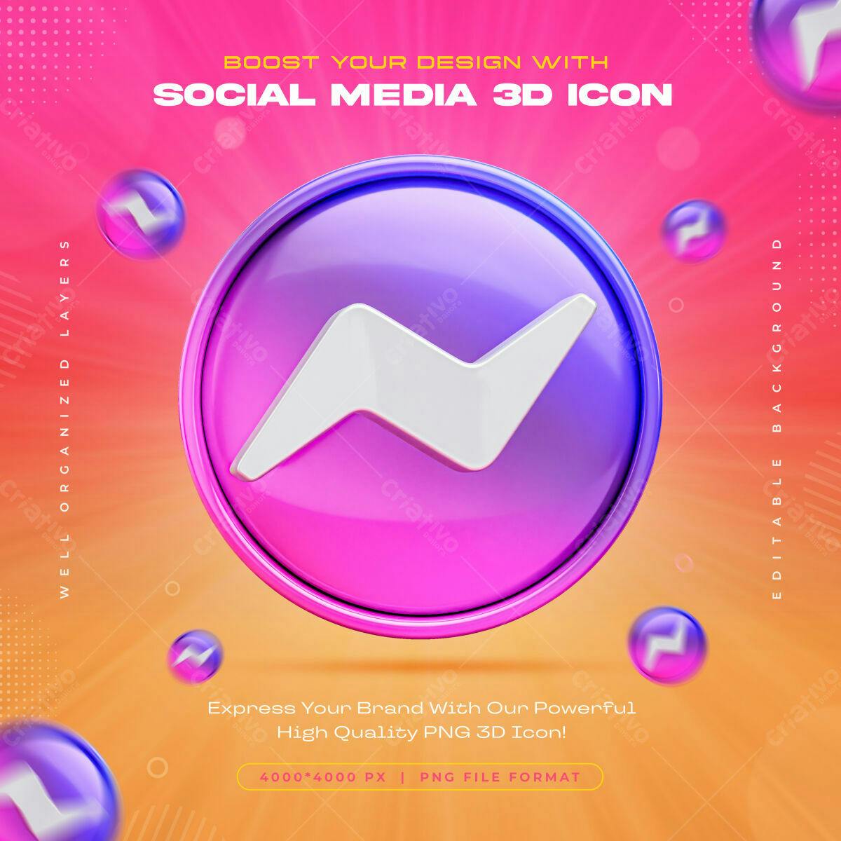 Ícone Social Media 3D PSD Editável