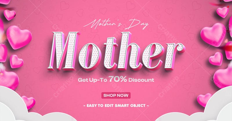 Mother's day sale advertising social media banner template with editable text effect