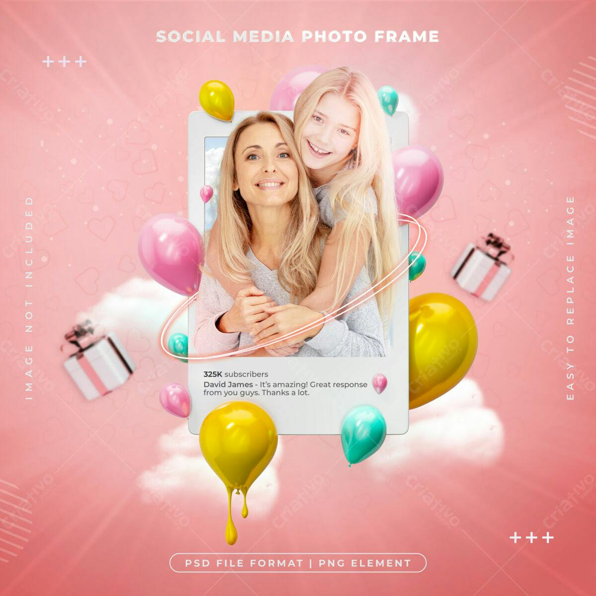Moldura PSD para Fotos de Mães e Filhas Editável