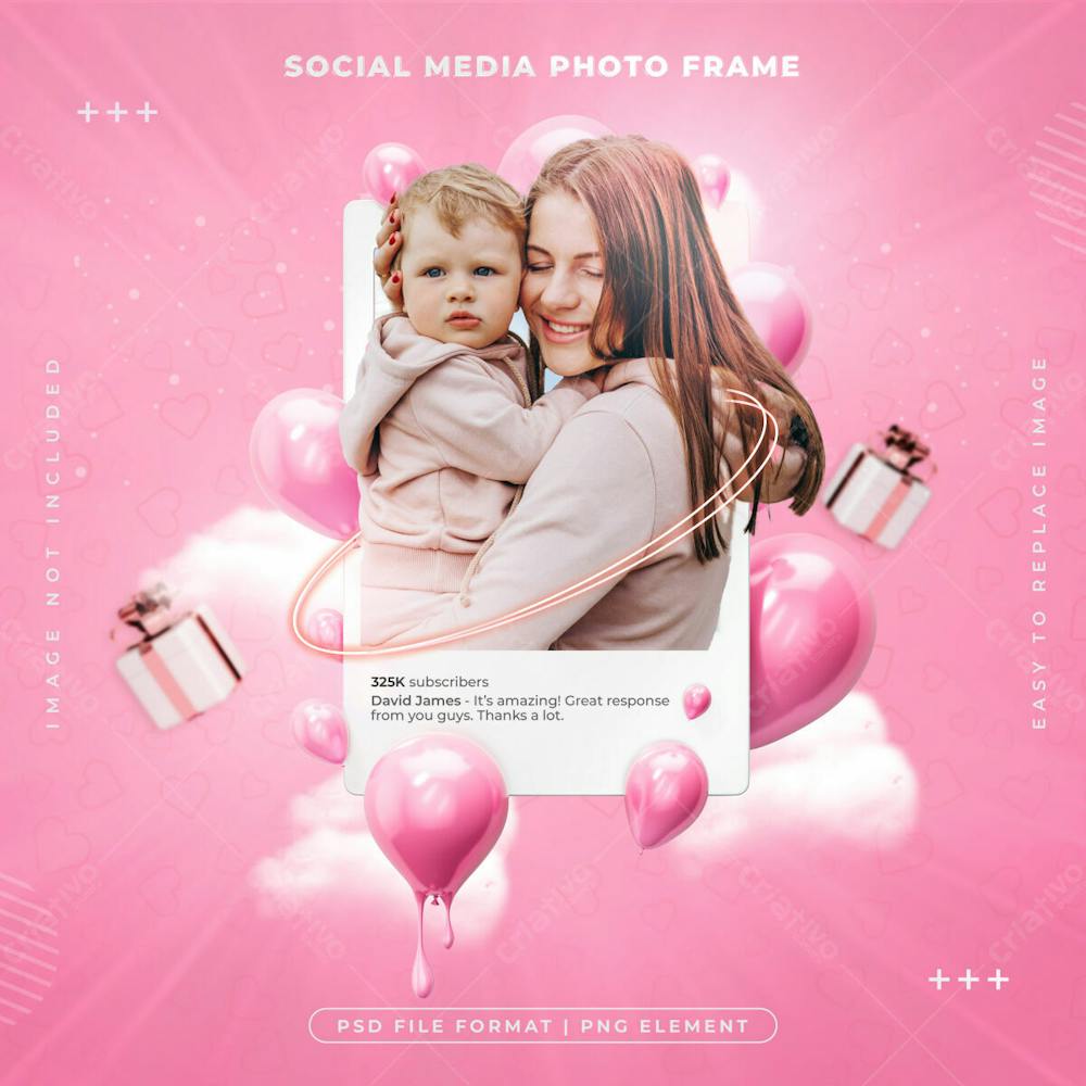 Mothers Day Social Media Photo Frame 3D Render Illustration