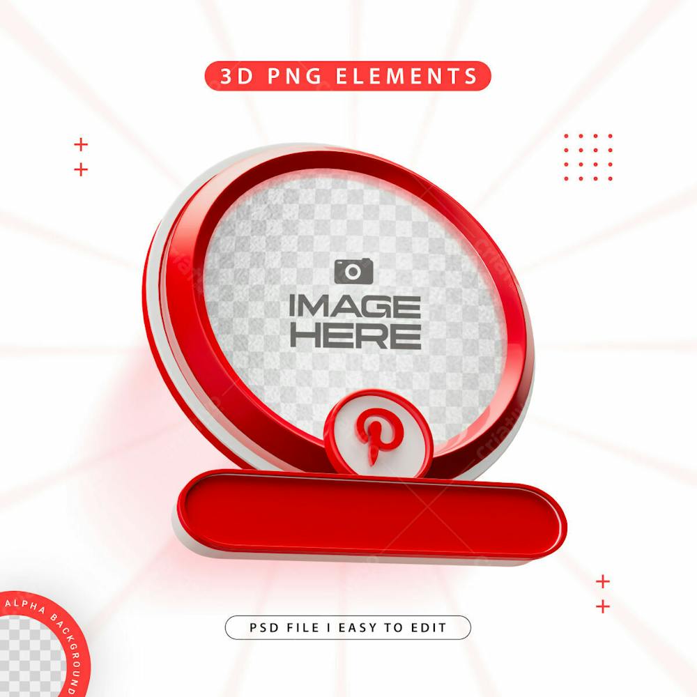 Pinterest Follow Us Banner Element Icon Isolated 3D Render