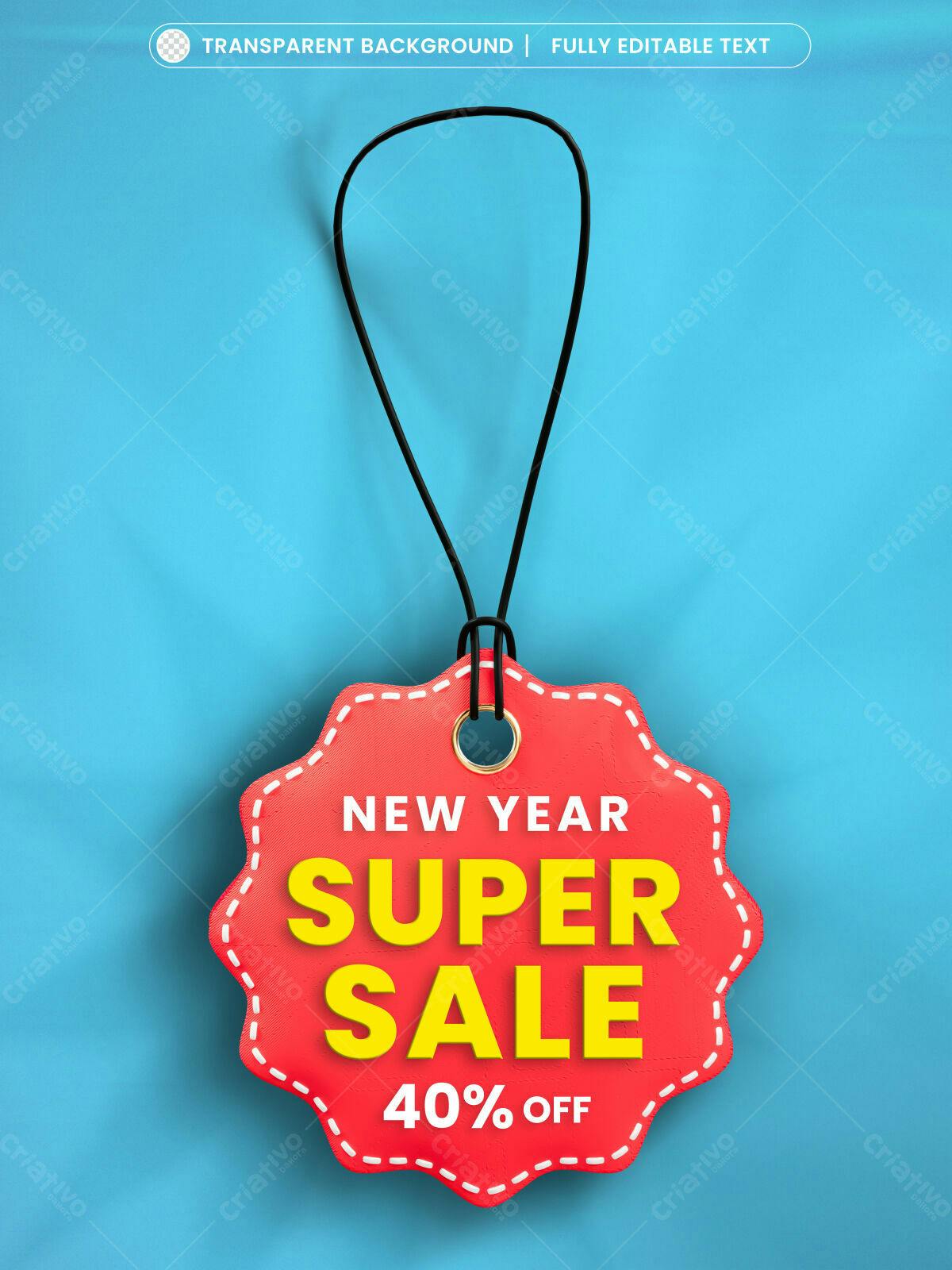 Tag de Super Ofertas de Ano Novo PSD Editável