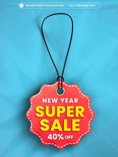 New Year Super Sale Discount Tag Promotion Template