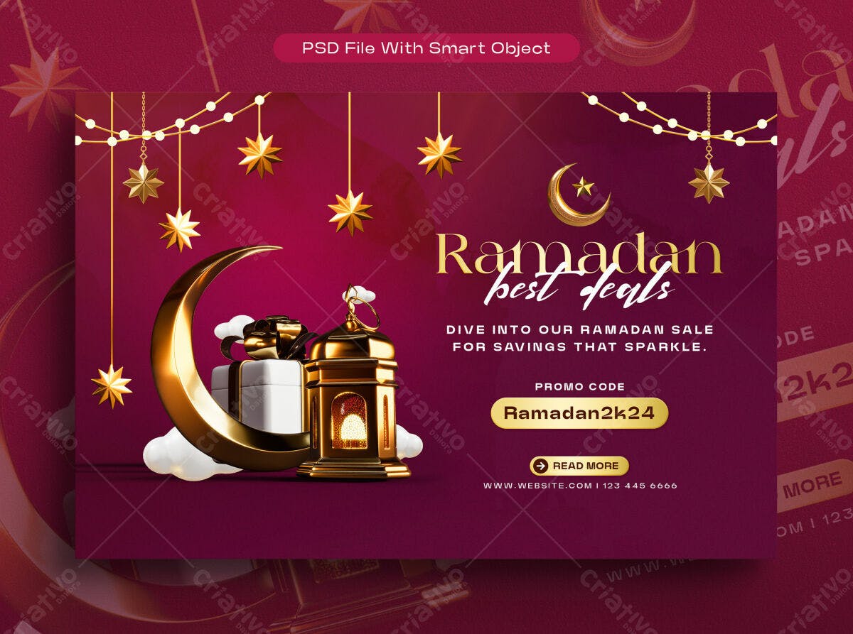Banner Ramadan com Ofertas PSD Editável