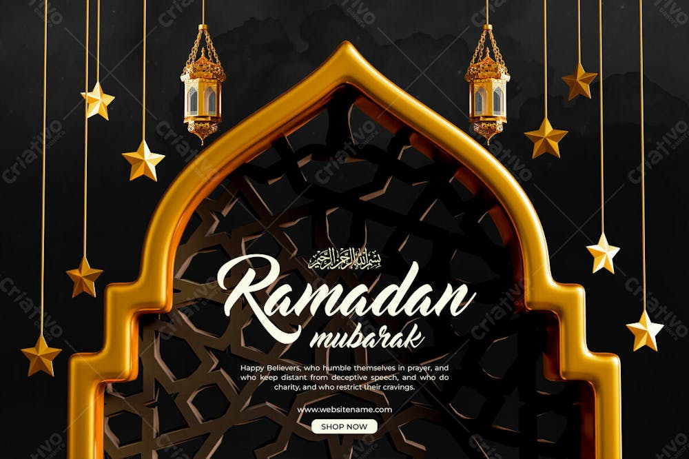 Ramadan Mubarak 3D Banner Design Template