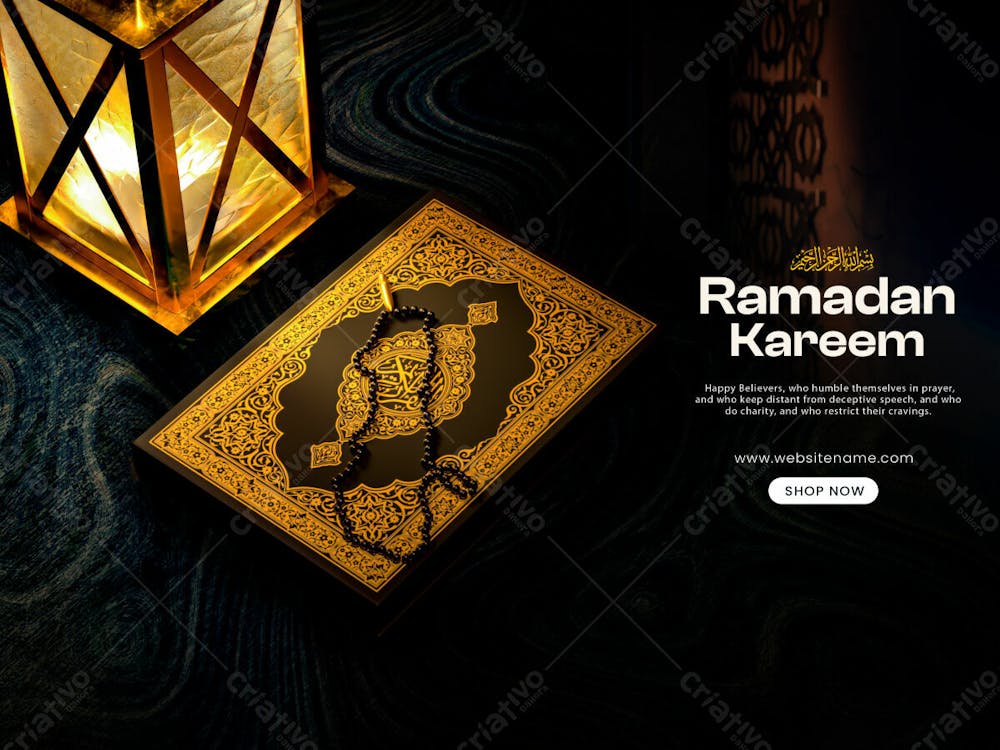 Ramadan Mubarak 3D Banner Design Template