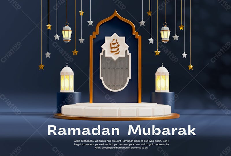 Ramadan mubarak 3d banner design template
