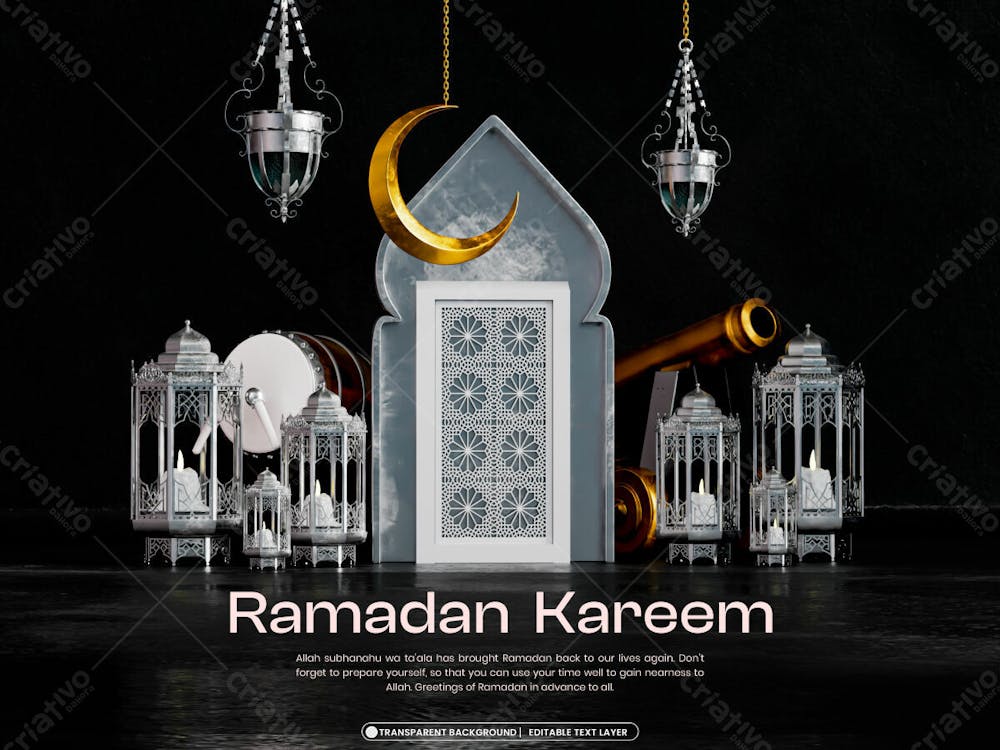 Ramadan Mubarak 3D Banner Design Template