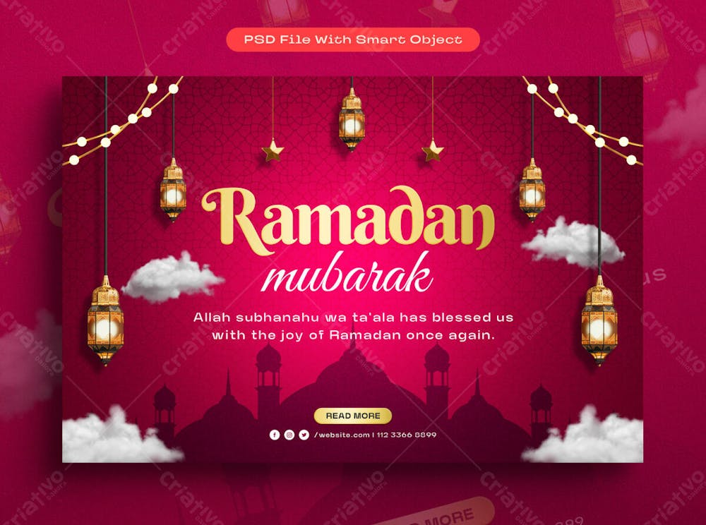 Ramadan Mubarak Arabic Golden Banner Design Template