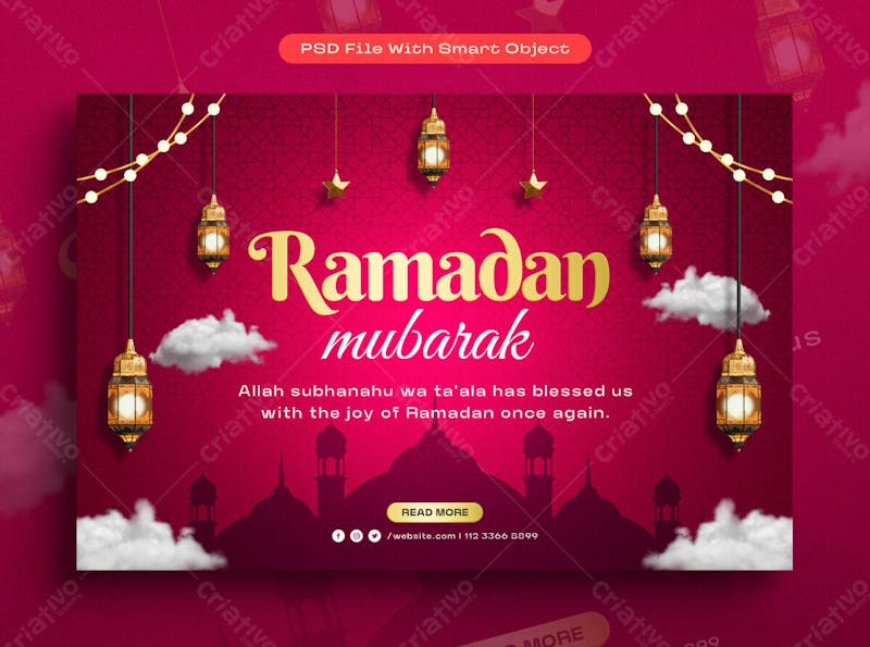 Ramadan mubarak arabic golden banner design template