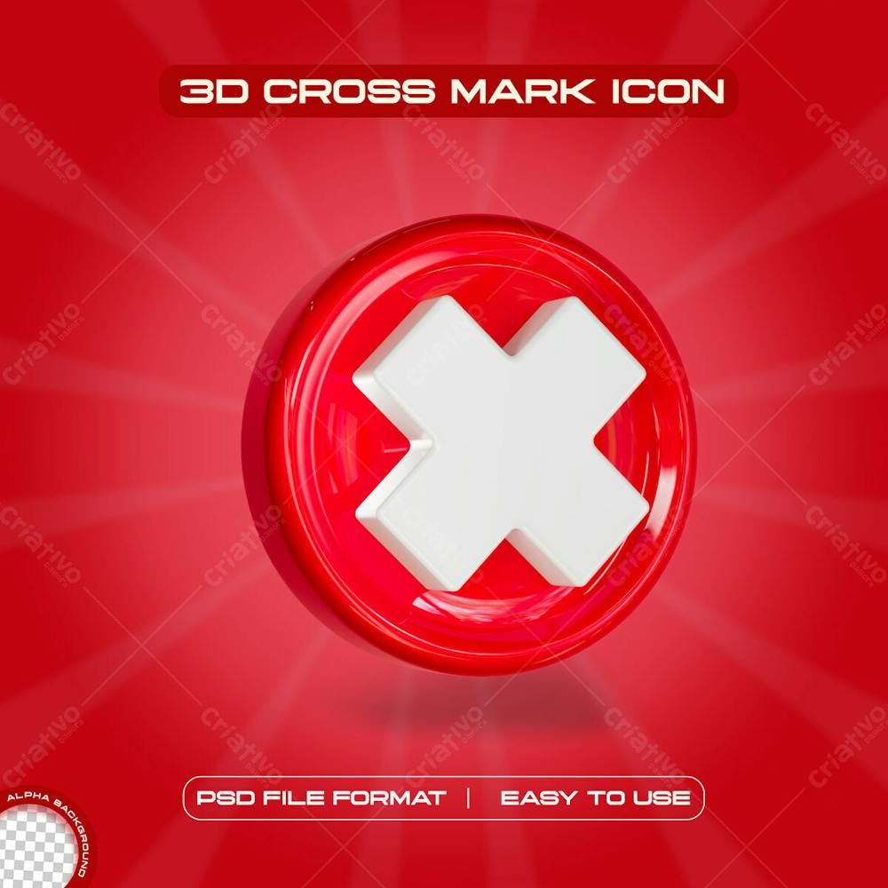 Red Cross Mark Symbol Icon 3D Render Illustration