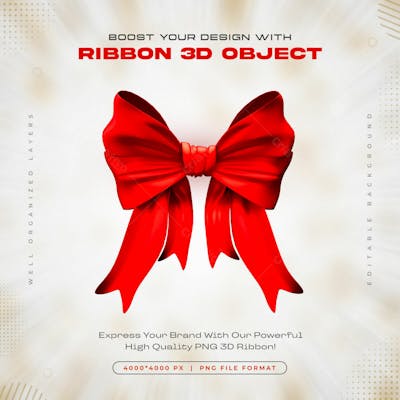 Red Ribbon Icon Isolated 3D Render Illustration