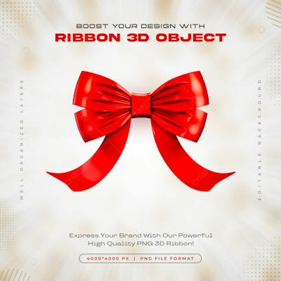 Red Ribbon Icon Isolated 3D Render Illustration