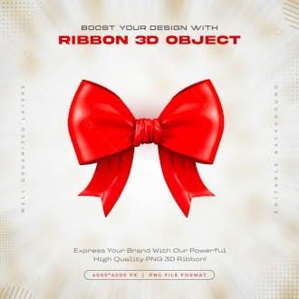 Red ribbon icon isolated 3d render illustration