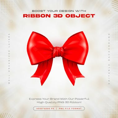 Red ribbon icon isolated 3d render illustration