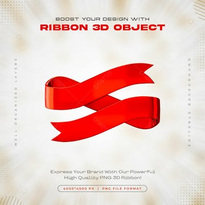Red Ribbon Icon Isolated 3D Render Illustration