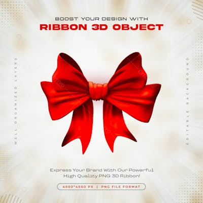 Red Ribbon Icon Isolated 3D Render Illustration