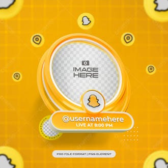 Round profile 3d frame for snapchat on social media isolated